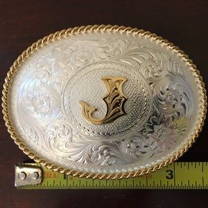 Montana Silversmiths mens belt buckle letter J